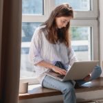 Woman using laptop